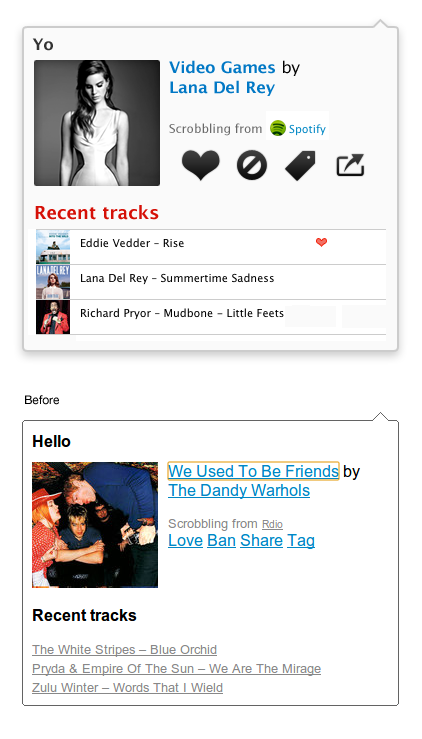 Last.fm Chrome plugin design