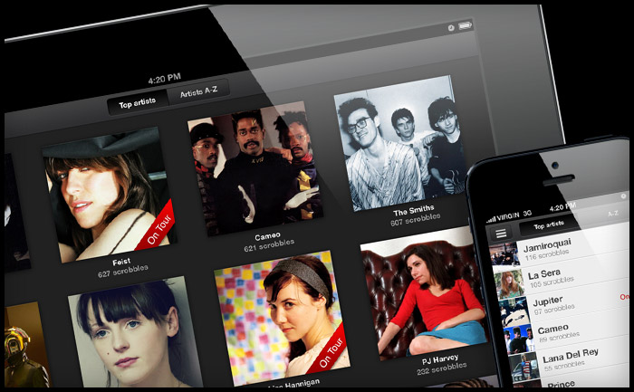 Last.fm Scrobbler iPad and iPhone app - artists view